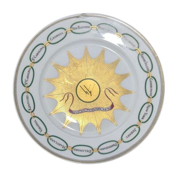 Haviland Other - Martha Washington Haviland Salad Plate Gold Starburst St names in Green Rings Li
